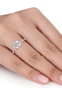 Lab Created 2 ct. t.w. Moissanite and 1/10 Diamond Solitaire Engagement Ring 14k Yellow Gold