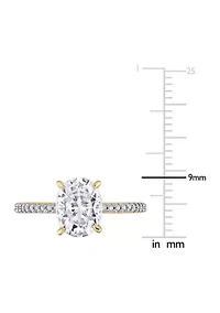 Lab Created 2 ct. t.w. Moissanite and 1/10 Diamond Oval Solitaire Engagement Ring 14k Yellow Gold