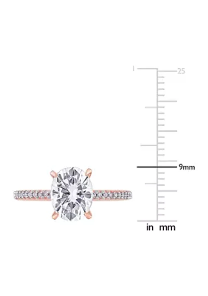 Lab Created 2 ct. t.w. Moissanite and 1/10 Diamond Oval Solitaire Engagement Ring 14k Rose Gold