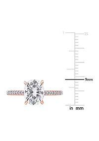 Lab Created 2 ct. t.w. Moissanite and 1/10 Diamond Oval Solitaire Engagement Ring 14k Rose Gold