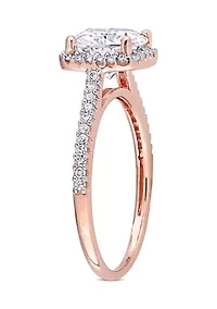 Lab Created 2 ct. t.w. Moissanite and 1/4 Diamond Cushion-Cut Halo Engagement Ring 14k Rose Gold