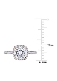 Lab Created 2 ct. t.w. Moissanite and 1/4 Diamond Cushion-Cut Halo Engagement Ring 14k Rose Gold