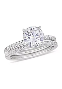 Lab Created 2 ct. t.w. Moissanite and 1/4 Diamond Bridal Set 14k White Gold
