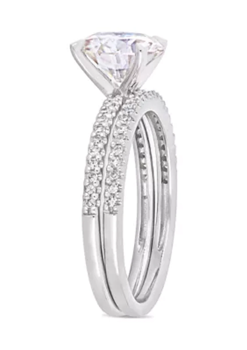 Lab Created 2 ct. t.w. Moissanite and 1/4 Diamond Bridal Set 14k White Gold