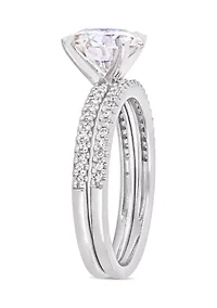 Lab Created 2 ct. t.w. Moissanite and 1/4 Diamond Bridal Set 14k White Gold