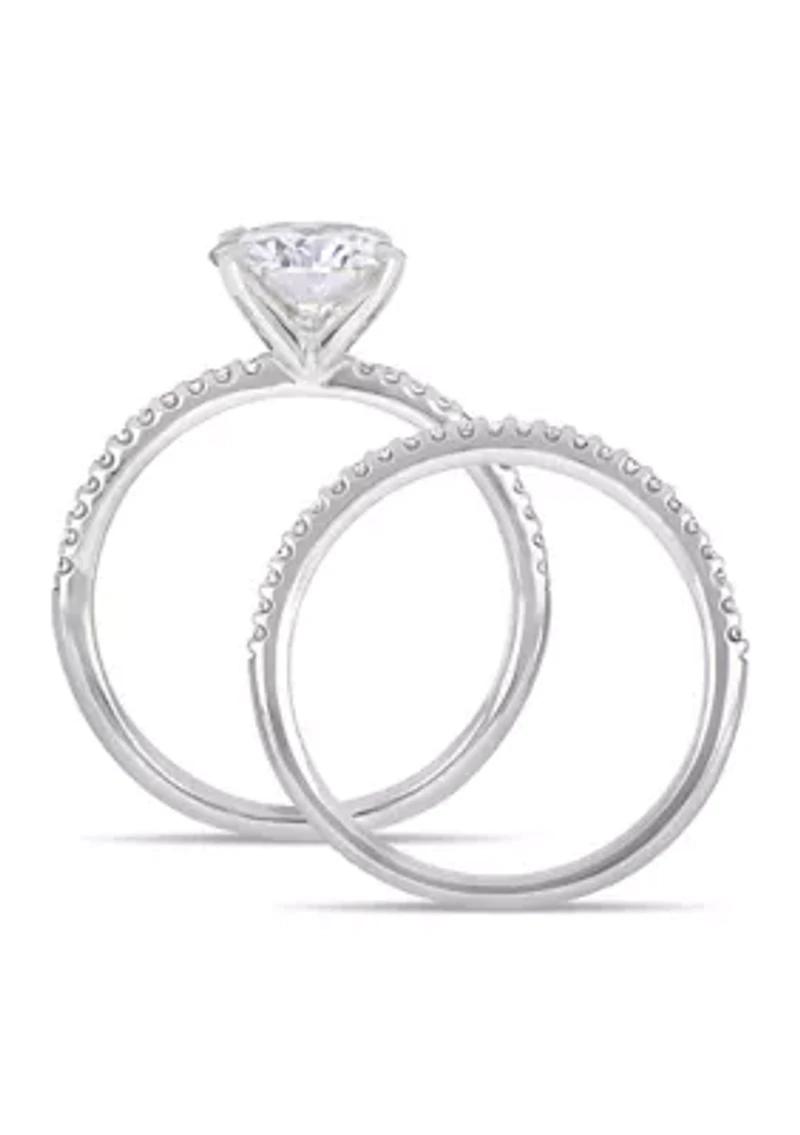 Lab Created 2 ct. t.w. Moissanite and 1/4 Diamond Bridal Set 14k White Gold