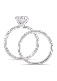 Lab Created 2 ct. t.w. Moissanite and 1/4 Diamond Bridal Set 14k White Gold