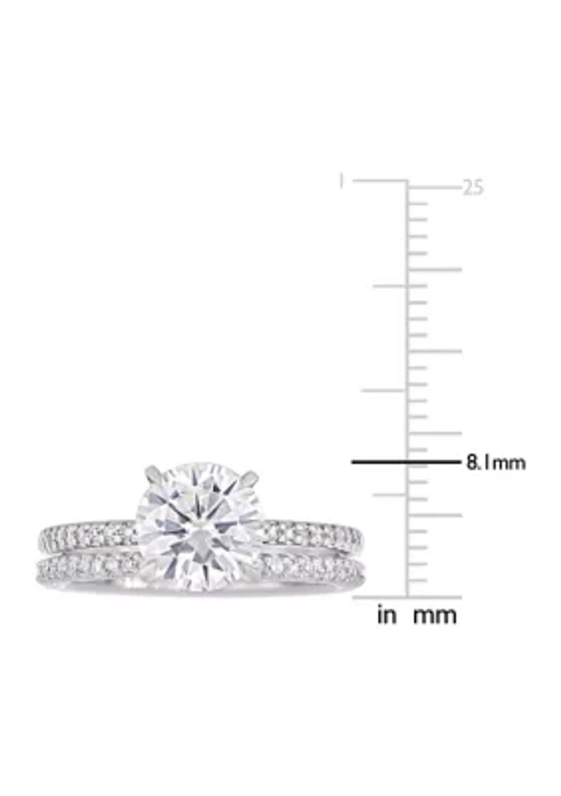Lab Created 2 ct. t.w. Moissanite and 1/4 Diamond Bridal Set 14k White Gold