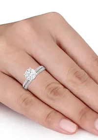 Lab Created 2 ct. t.w. Moissanite and 1/4 Diamond Bridal Set 14k White Gold