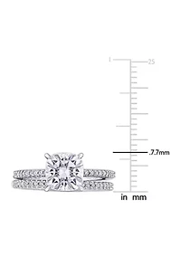 Lab Created 2 ct. t.w. Cushion-Cut Moissanite and 1/4 Diamond Bridal Set 14k White Gold