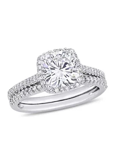 Lab Created Moissanite & Diamond Bridal Ring Set