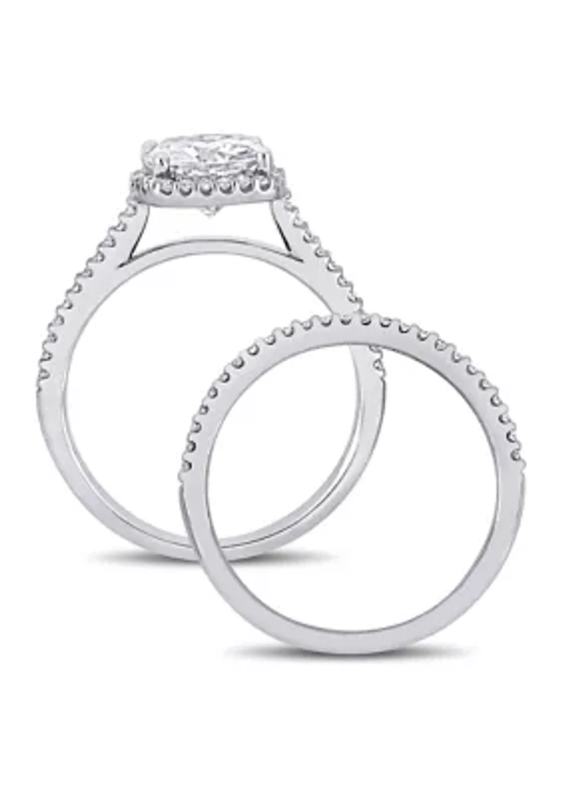 Lab Created Moissanite & Diamond Bridal Ring Set