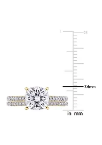 Lab Created 2 ct. t.w. Cushion Moissanite and 1/4 Diamond Bridal Ring Set 14k Yellow Gold