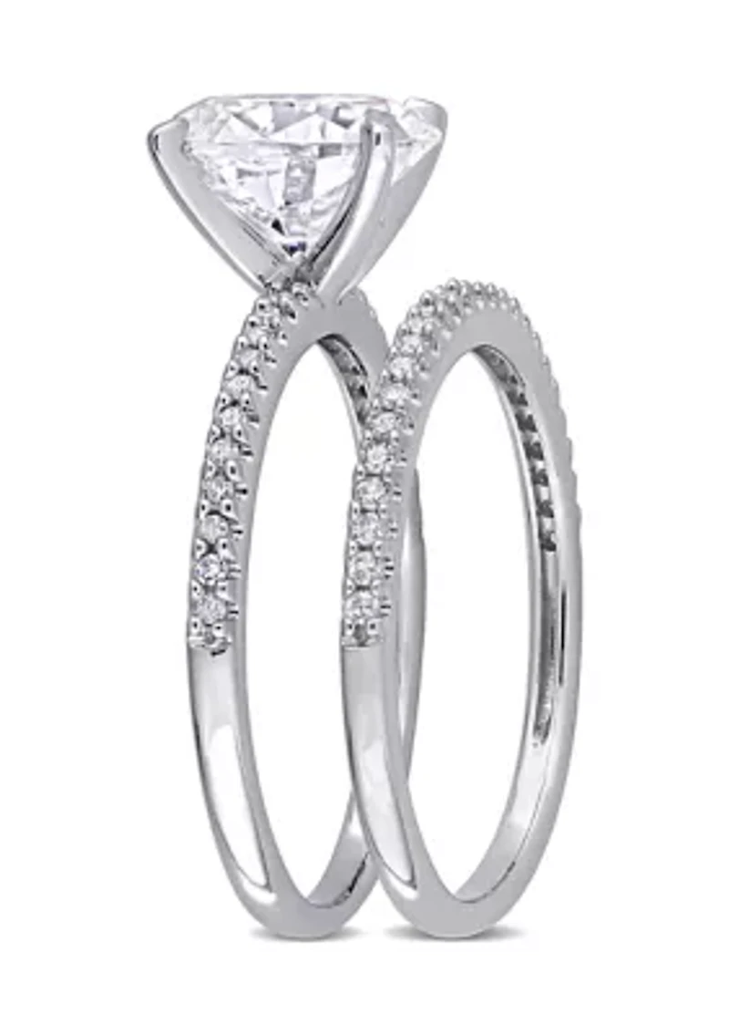 Lab Created 2 ct. t.w. Oval Moissanite and 1/4 Diamond Bridal Ring Set 14k Gold