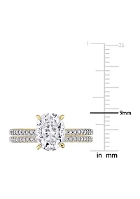 Lab Created 2 ct. t.w. Oval Moissanite and 1/4 Diamond Bridal Ring Set 14k Yellow Gold