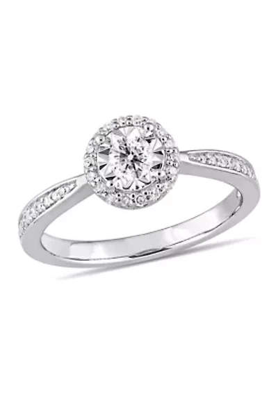 1/3 ct. t.w. Diamond Halo Engagement Ring Sterling Silver