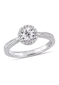 1/3 ct. t.w. Diamond Halo Engagement Ring Sterling Silver