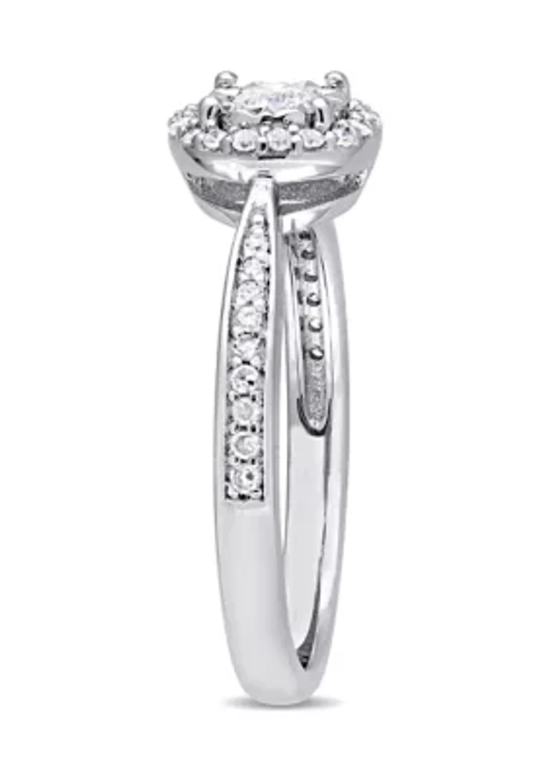 1/3 ct. t.w. Diamond Halo Engagement Ring Sterling Silver