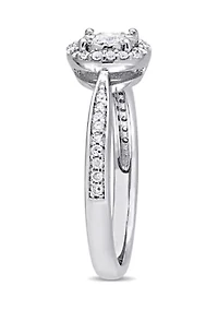 1/3 ct. t.w. Diamond Halo Engagement Ring Sterling Silver