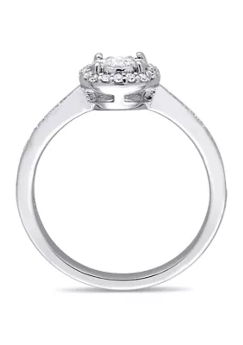 1/3 ct. t.w. Diamond Halo Engagement Ring Sterling Silver