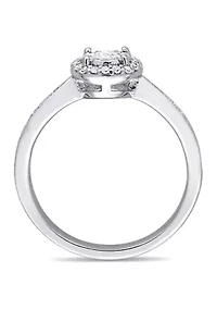 1/3 ct. t.w. Diamond Halo Engagement Ring Sterling Silver