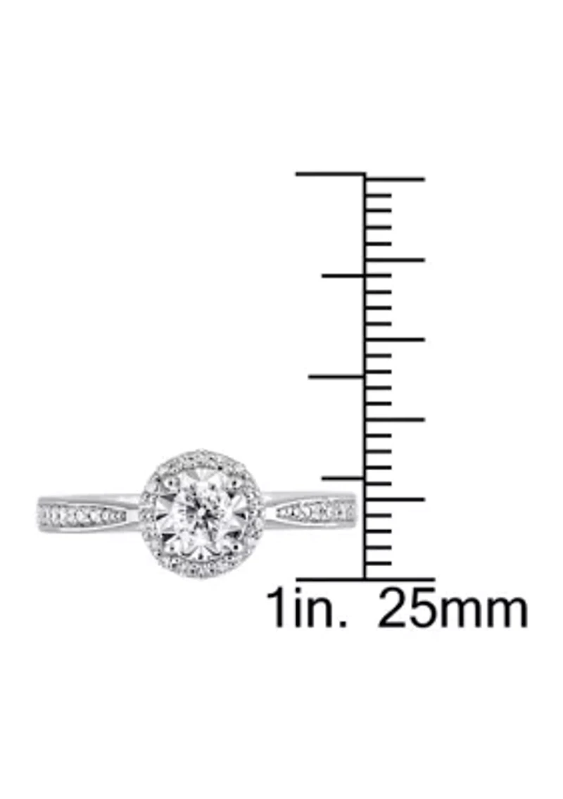 1/3 ct. t.w. Diamond Halo Engagement Ring Sterling Silver