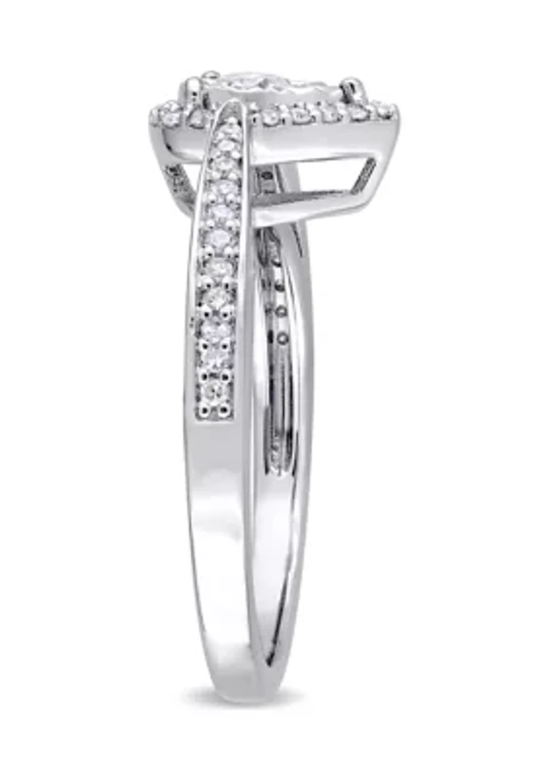 1/3 ct. t.w. Diamond Teardrop Halo Engagement Ring Sterling Silver