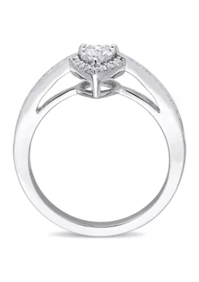 1/3 ct. t.w. Diamond Teardrop Halo Engagement Ring Sterling Silver