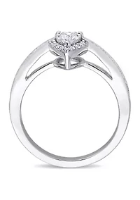 1/3 ct. t.w. Diamond Teardrop Halo Engagement Ring Sterling Silver