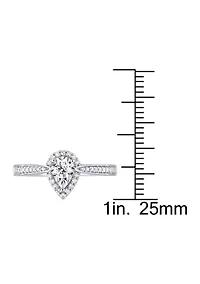 1/3 ct. t.w. Diamond Teardrop Halo Engagement Ring Sterling Silver