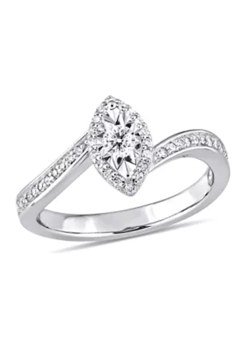 1/4 ct. t.w. Diamond Halo Twist Engagement Ring Sterling Silver