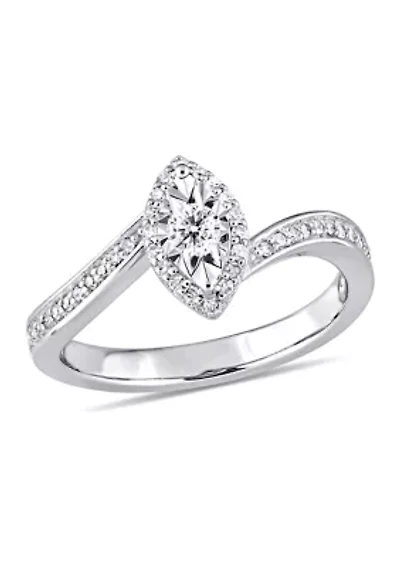 1/4 ct. t.w. Diamond Halo Twist Engagement Ring Sterling Silver