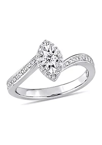 1/4 ct. t.w. Diamond Halo Twist Engagement Ring Sterling Silver