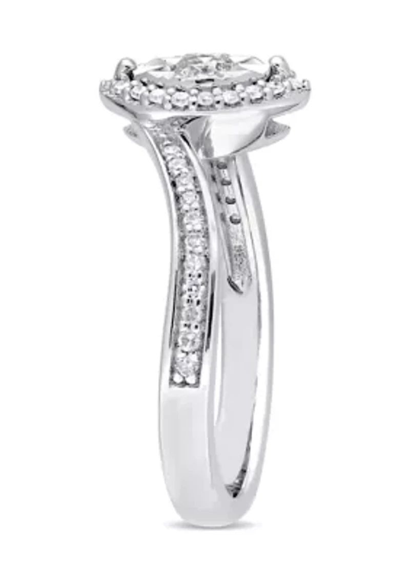 1/4 ct. t.w. Diamond Halo Twist Engagement Ring Sterling Silver