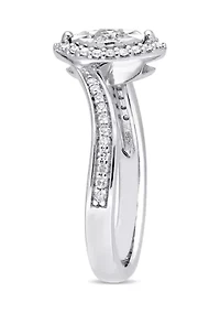 1/4 ct. t.w. Diamond Halo Twist Engagement Ring Sterling Silver