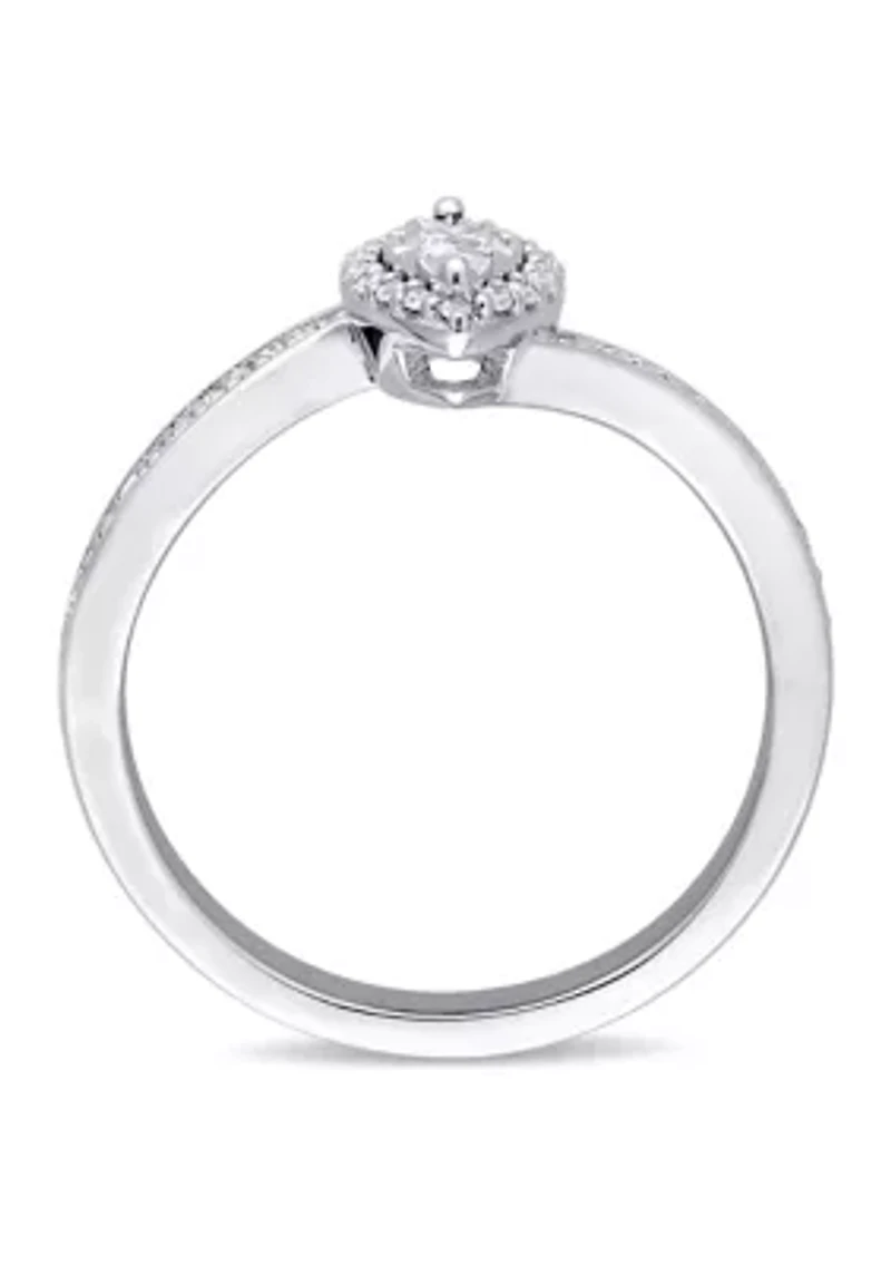 1/4 ct. t.w. Diamond Halo Twist Engagement Ring Sterling Silver