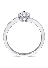 1/4 ct. t.w. Diamond Halo Twist Engagement Ring Sterling Silver