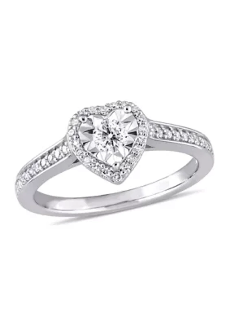 1/3 ct. t.w. Diamond Heart Engagement Ring Sterling Silver