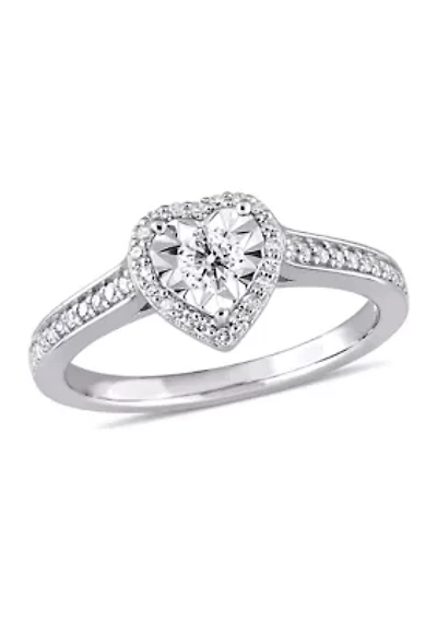 1/3 ct. t.w. Diamond Heart Engagement Ring Sterling Silver