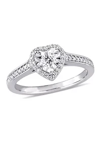 1/3 ct. t.w. Diamond Heart Engagement Ring Sterling Silver