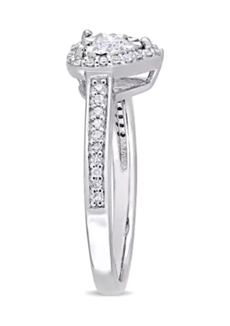 1/3 ct. t.w. Diamond Heart Engagement Ring Sterling Silver