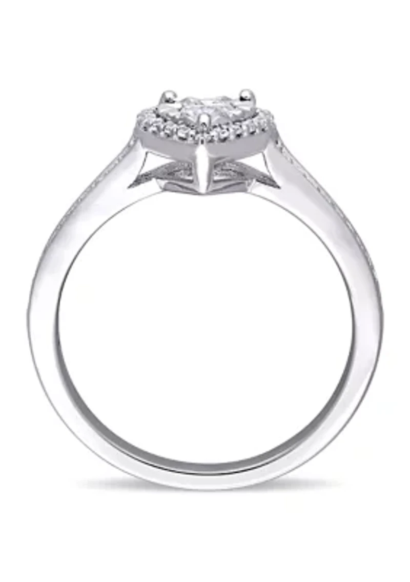 1/3 ct. t.w. Diamond Heart Engagement Ring Sterling Silver