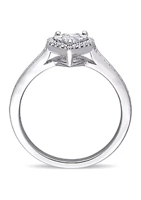 1/3 ct. t.w. Diamond Heart Engagement Ring Sterling Silver