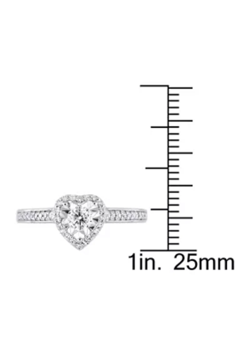 1/3 ct. t.w. Diamond Heart Engagement Ring Sterling Silver