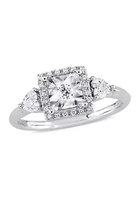 1/6 ct. t.w. Diamond Halo Engagement Ring Sterling Silver