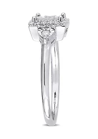 1/6 ct. t.w. Diamond Halo Engagement Ring Sterling Silver