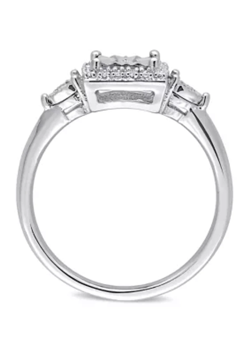 1/6 ct. t.w. Diamond Halo Engagement Ring Sterling Silver