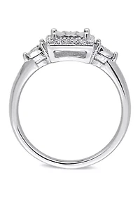 1/6 ct. t.w. Diamond Halo Engagement Ring Sterling Silver