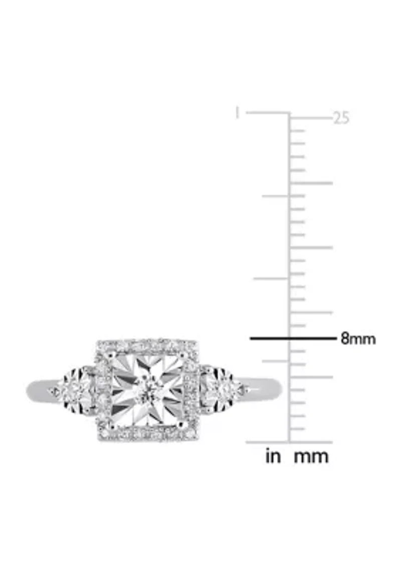 1/6 ct. t.w. Diamond Halo Engagement Ring Sterling Silver