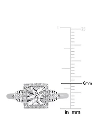 1/6 ct. t.w. Diamond Halo Engagement Ring Sterling Silver